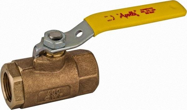 Apollo - 3/4" Pipe, Standard Port, Bronze Steam Service Ball Valve - 2 Piece, Inline - One Way Flow, FNPT x FNPT Ends, Lever Handle, 600 WOG, 250 WSP - Industrial Tool & Supply