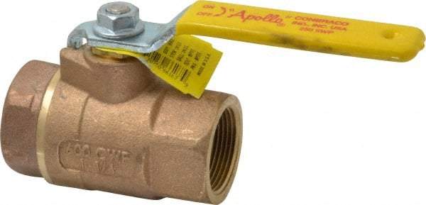 Apollo - 1-1/4" Pipe, Standard Port, Bronze Steam Service Ball Valve - 2 Piece, Inline - One Way Flow, FNPT x FNPT Ends, Lever Handle, 600 WOG, 250 WSP - Industrial Tool & Supply