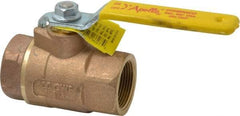 Apollo - 1-1/4" Pipe, Standard Port, Bronze Steam Service Ball Valve - 2 Piece, Inline - One Way Flow, FNPT x FNPT Ends, Lever Handle, 600 WOG, 250 WSP - Industrial Tool & Supply