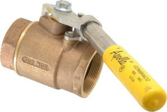 Apollo - 2" Pipe, Bronze Standard Ball Valve - 2 Piece, Inline - One Way Flow, FNPT x FNPT Ends, Deadman Lever (Spring Return to Close) Handle, 600 WOG, 150 WSP - Industrial Tool & Supply