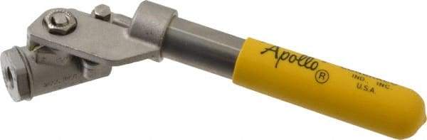 Apollo - 1/4" Pipe, Stainless Steel Standard Ball Valve - 2 Piece, Inline - One Way Flow, FNPT x FNPT Ends, Deadman Lever (Spring Return to Close) Handle, 2,000 WOG, 150 WSP - Industrial Tool & Supply