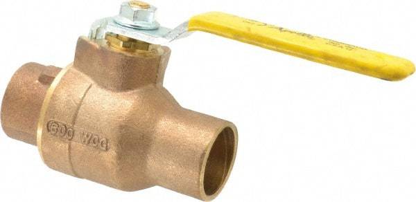 Apollo - 1-1/4" Pipe, Standard Port, Bronze Standard Ball Valve - 2 Piece, Inline - One Way Flow, Soldered x Soldered Ends, Lever Handle, 600 WOG, 125 WSP - Industrial Tool & Supply