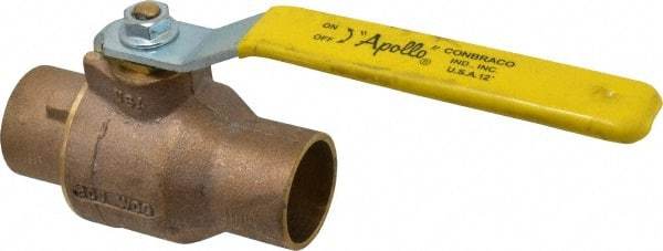 Apollo - 1-1/2" Pipe, Standard Port, Bronze Standard Ball Valve - 2 Piece, Inline - One Way Flow, Soldered x Soldered Ends, Lever Handle, 600 WOG, 125 WSP - Industrial Tool & Supply