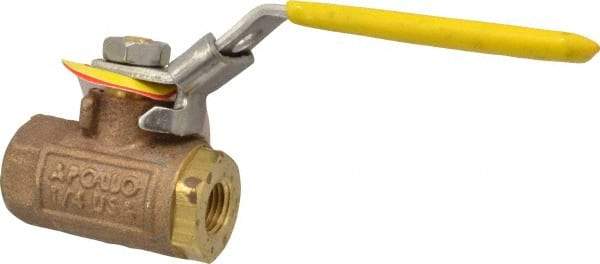 Apollo - 1/4" Pipe, Bronze Standard Ball Valve - 2 Piece, Inline - One Way Flow, FNPT x FNPT Ends, Locking Lever Handle, 600 WOG - Industrial Tool & Supply