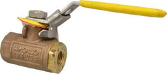 Apollo - 1/4" Pipe, Bronze Standard Ball Valve - 2 Piece, Inline - One Way Flow, FNPT x FNPT Ends, Locking Lever Handle, 600 WOG - Industrial Tool & Supply