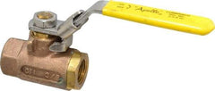 Apollo - 3/8" Pipe, Bronze Standard Ball Valve - 2 Piece, Inline - One Way Flow, FNPT x FNPT Ends, Locking Lever Handle, 600 WOG - Industrial Tool & Supply