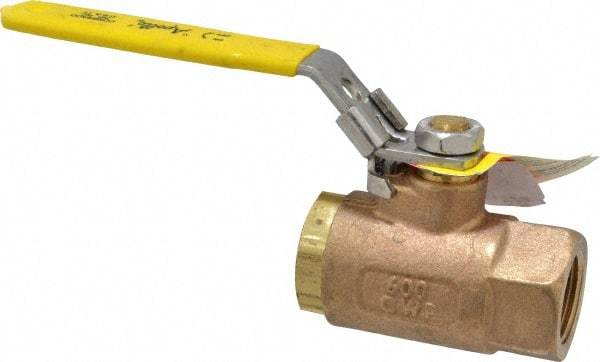 Apollo - 3/4" Pipe, Bronze Standard Ball Valve - 2 Piece, Inline - One Way Flow, FNPT x FNPT Ends, Locking Lever Handle, 600 WOG - Industrial Tool & Supply