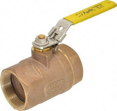 Apollo - 2" Pipe, Bronze Standard Ball Valve - 2 Piece, Inline - One Way Flow, FNPT x FNPT Ends, Locking Lever Handle, 600 WOG - Industrial Tool & Supply