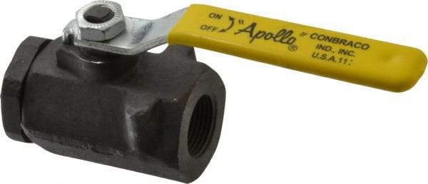 Apollo - 3/4" Pipe, Standard Port, Carbon Steel Standard Ball Valve - 2 Piece, Inline - One Way Flow, FNPT x FNPT Ends, Lever Handle, 2,000 WOG, 150 WSP - Industrial Tool & Supply