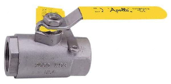 Apollo - 2-1/2" Pipe, Stainless Steel Standard Ball Valve - 2 Piece, Inline - One Way Flow, FNPT x FNPT Ends, Lever Handle, 1,000 WOG, 150 WSP - Industrial Tool & Supply