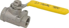 Apollo - 3/8" Pipe, Stainless Steel Standard Ball Valve - 2 Piece, Inline - One Way Flow, FNPT x FNPT Ends, Lever Handle, 2,000 WOG, 150 WSP - Industrial Tool & Supply
