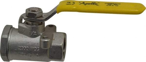 Apollo - 1/2" Pipe, Stainless Steel Standard Ball Valve - 2 Piece, Inline - One Way Flow, FNPT x FNPT Ends, Lever Handle, 2,000 WOG, 150 WSP - Industrial Tool & Supply