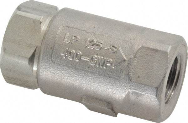 Conbraco - 3/8" Stainless Steel Check Valve - Inline, FNPT x FNPT - Industrial Tool & Supply