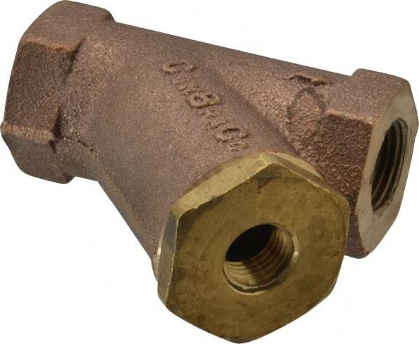 Conbraco - 3/8" Pipe, FNPT Ends, Cast Bronze Y-Strainer - 400 psi WOG Rating - Industrial Tool & Supply