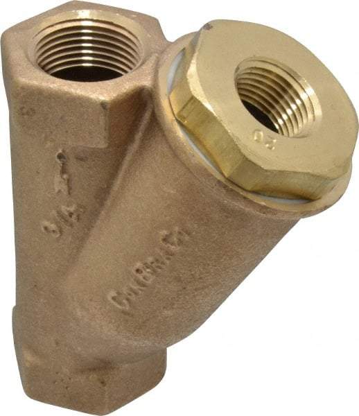 Conbraco - 3/4" Pipe, FNPT Ends, Cast Bronze Y-Strainer - 400 psi WOG Rating - Industrial Tool & Supply