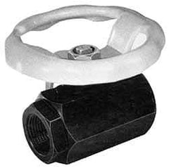 Apollo - 2" Pipe, Bronze Standard Ball Valve - 2 Piece, Inline - One Way Flow, FNPT x FNPT Ends, Round Wheel Handle, 1,500 WOG, 150 WSP - Industrial Tool & Supply