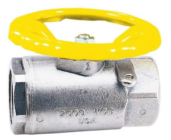 Apollo - 1-1/2" Pipe, Stainless Steel Standard Ball Valve - 2 Piece, Inline - One Way Flow, FNPT x FNPT Ends, Round Wheel Handle, 1,500 WOG, 150 WSP - Industrial Tool & Supply