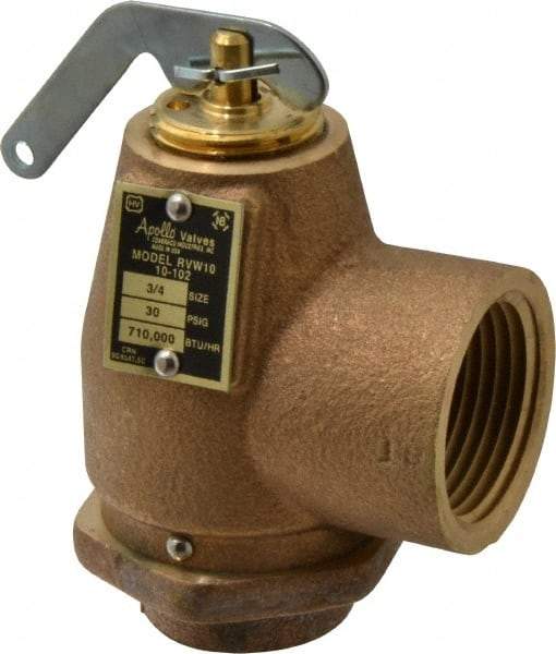 Conbraco - 3/4" Inlet, 1" Outlet, ASME Safety Relief Valve - 30 Max psi, Bronze, 710,000 BTUs - Industrial Tool & Supply
