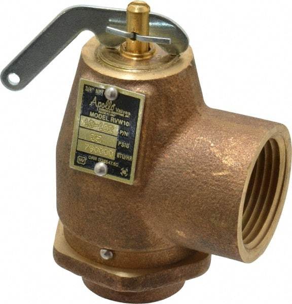 Conbraco - 3/4" Inlet, 1" Outlet, ASME Safety Relief Valve - 35 Max psi, Bronze, 790,000 BTUs - Industrial Tool & Supply