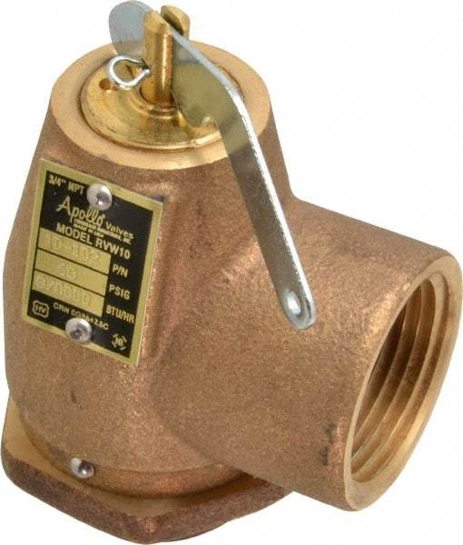Conbraco - 3/4" Inlet, 1" Outlet, ASME Safety Relief Valve - 40 Max psi, Bronze, 870,000 BTUs - Industrial Tool & Supply