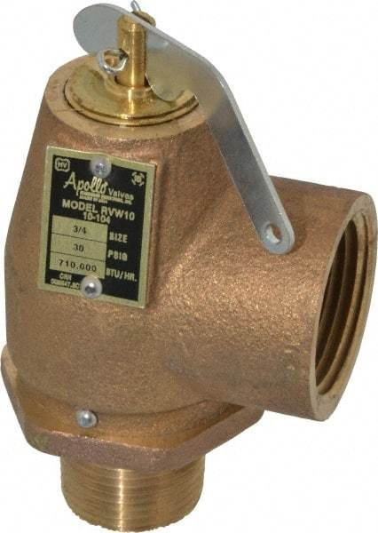 Conbraco - 3/4" Inlet, 1" Outlet, ASME Safety Relief Valve - 30 Max psi, Bronze, 710,000 BTUs - Industrial Tool & Supply