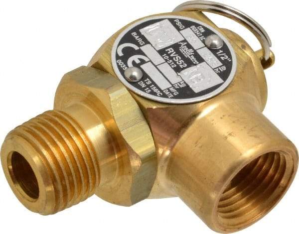 Conbraco - 1/2" Inlet, 1/2" Outlet, ASME Safety Relief Valve - 35 Max psi, Bronze, 275,000 BTUs - Industrial Tool & Supply