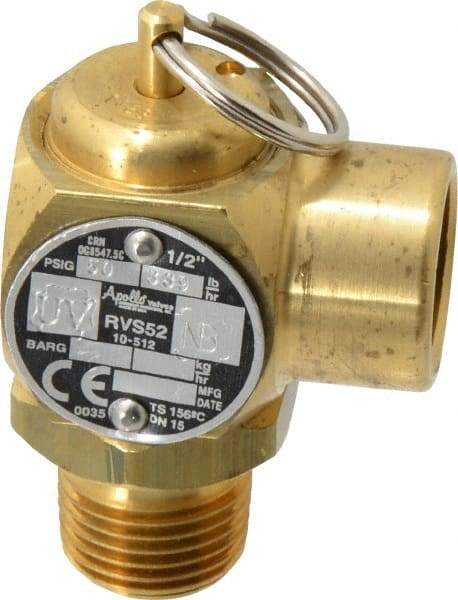 Conbraco - 1/2" Inlet, 1/2" Outlet, ASME Safety Relief Valve - 50 Max psi, Bronze, 365,000 BTUs - Industrial Tool & Supply
