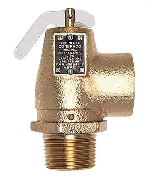 Conbraco - 1-1/4" Inlet, 1-1/2" Outlet, ASME Low Pressure Steam Heating Relief Valve - 10 Max psi, Bronze, 1,200 Lb per Hour - Industrial Tool & Supply