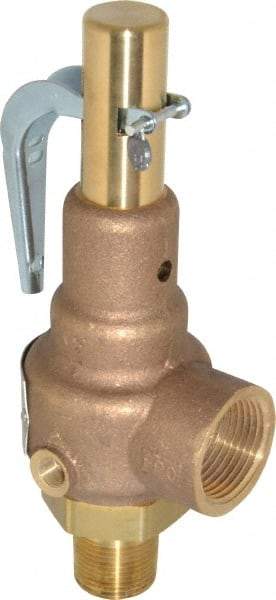 Conbraco - 3/4" Inlet, 1" Outlet, High Pressure Safety Relief Valve - 75 Max psi, Bronze, 898 Lb per Hour - Industrial Tool & Supply