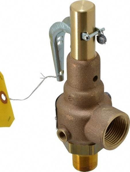 Conbraco - 3/4" Inlet, 1" Outlet, High Pressure Safety Relief Valve - 150 Max psi, Bronze, 1,653 Lb per Hour - Industrial Tool & Supply