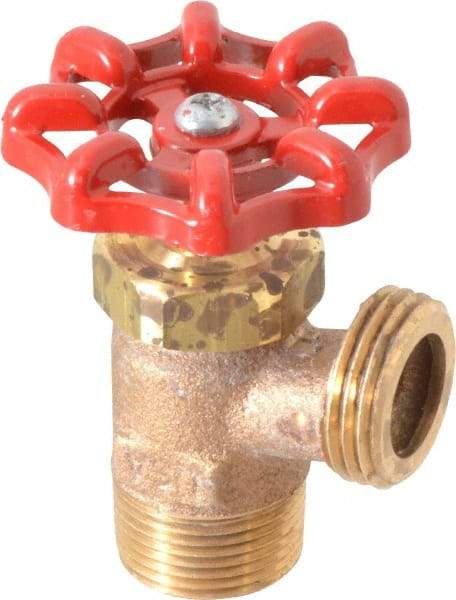 Conbraco - 3/4" Pipe, Bronze, MNPT x GHT End Connection, Boiler Drain Valve - 5/8" Long Shank, Handwheel Handle - Industrial Tool & Supply
