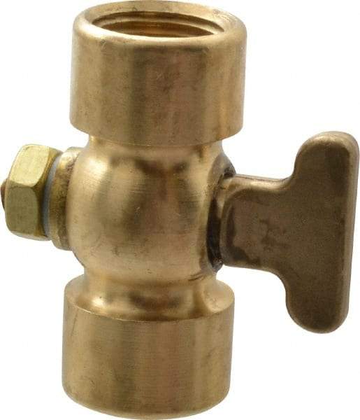Conbraco - 3/8" Pipe, Tee Handle, FNPT x FNPT End Connection, Air Cock - 200 Max psi, Brass - Industrial Tool & Supply