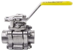 Apollo - 1-1/2" Pipe, Full Port, Stainless Steel Standard Ball Valve - 3 Piece, Inline - One Way Flow, FNPT x FNPT Ends, Lever Handle, 1,000 WOG, 150 WSP - Industrial Tool & Supply