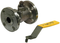 Apollo - 6" Pipe, Full Port, Stainless Steel Standard Ball Valve - Inline - One Way Flow, Flanged x Flanged Ends, Lever with Gear Operator Handle, 275 WOG, 150 WSP - Industrial Tool & Supply