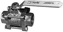 Apollo - 3/8" Pipe, Full Port, Bronze Standard Ball Valve - 3 Piece, Inline - One Way Flow, FNPT x FNPT Ends, Lever Handle, 600 WOG, 150 WSP - Industrial Tool & Supply