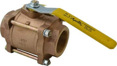 Apollo - 2" Pipe, Full Port, Bronze Standard Ball Valve - 3 Piece, Inline - One Way Flow, FNPT x FNPT Ends, Lever Handle, 600 WOG, 150 WSP - Industrial Tool & Supply