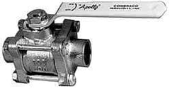 Apollo - 2-1/2" Pipe, Full Port, Bronze Standard Ball Valve - 3 Piece, Inline - One Way Flow, Soldered x Soldered Ends, Lever Handle, 600 WOG, 150 WSP - Industrial Tool & Supply