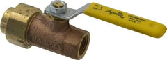 Apollo - 1/2" Pipe, Bronze Single Union Ends Ball Valve - Inline - One Way Flow, FNPT x FNPT Ends, Lever Handle, 600 WOG, 150 WSP - Industrial Tool & Supply