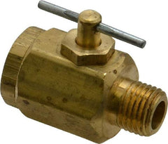 Apollo - 1/4" Pipe, MNPT x FNPT End Connections, Brass, Inline, Two Way Flow, Instrumentation Ball Valve - 400 psi WOG Rating, Tee Handle, Buna N Seal, PTFE Seat - Industrial Tool & Supply