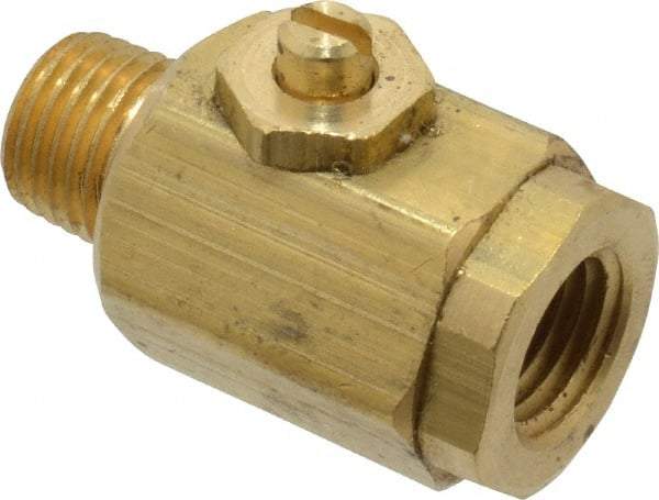 Apollo - 1/4" Pipe, MNPT x FNPT End Connections, Bronze, Inline, Two Way Flow, Instrumentation Ball Valve - 400 psi WOG Rating, Screw Slot Handle, Buna N Seal, PTFE Seat - Industrial Tool & Supply