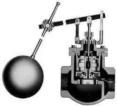 Made in USA - 1/2" Pipe, Bronze, Globe Pattern-Single Seat, Automatic Float Valve - 130 psi, NPTF End Connections - Industrial Tool & Supply
