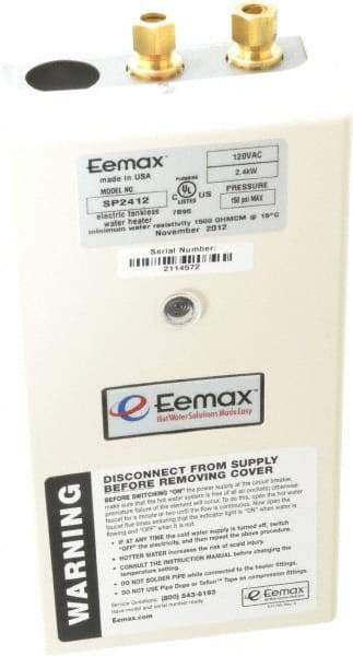 Eemax - 120 Volt Electric Water Heater - 2.4 KW, 20 Amp, 10 Wire Gauge - Industrial Tool & Supply