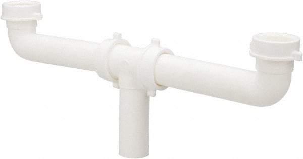 Federal Process - 1-1/2 Outside Diameter, Two Sink Traps with Center Outlet - 16 Inch Long, White, Polypropylene - Industrial Tool & Supply