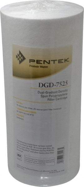 Pentair - 4-1/2" OD, 75/25µ, Polypropylene Dual Gradient Cartridge Filter - 9-3/4" Long, Reduces Sediments - Industrial Tool & Supply