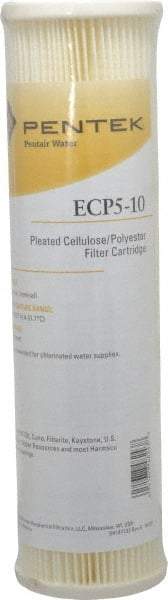 Pentair - 2-5/8" OD, 5µ, Cellulose Polyester Pleated Cartridge Filter - 9-3/4" Long, Reduces Sediments - Industrial Tool & Supply