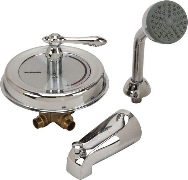 Speakman - Concealed, One Handle, Brass, Valve, Shower Head and Tub Faucet - Lever Handle, Steel Handle - Industrial Tool & Supply