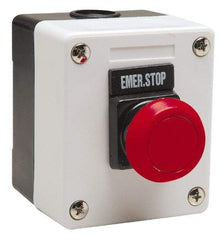 ACI - 1 Operator, Mushroom Head Control Station - Emergency Stop (Legend), Momentary Switch, NO/NC Contact - Industrial Tool & Supply