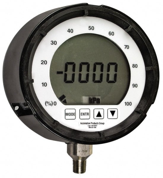 Made in USA - 4-1/2" Dial, 1/4 Thread, 0-9,999 Scale Range, Pressure Gauge - Industrial Tool & Supply