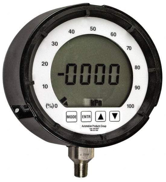 Made in USA - 4-1/2" Dial, 1/4 Thread, 0-200 Scale Range, Pressure Gauge - Lower Connection, Rear Flange Connection Mount, Accurate to 0.25% of Scale - Industrial Tool & Supply