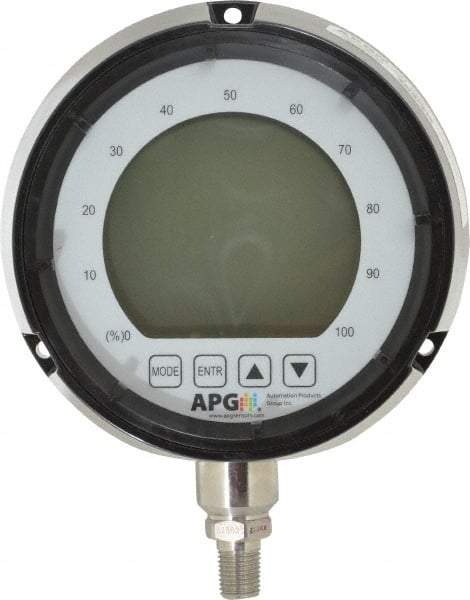 Made in USA - 4-1/2" Dial, 1/4 Thread, 0-200 Scale Range, Pressure Gauge - Lower Connection Mount, Accurate to 0.25% of Scale - Industrial Tool & Supply